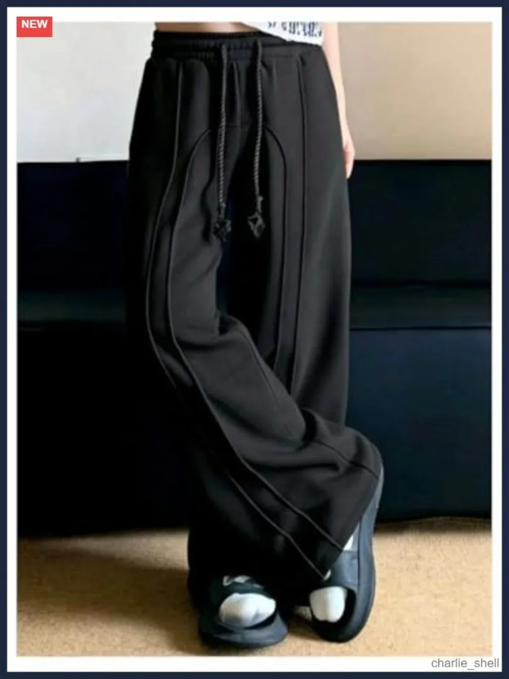 Men's Baggy Wide Leg Sweatpants Drawstring Elastic Waist